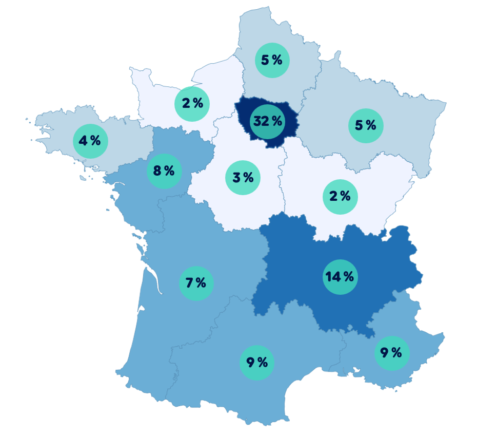 Répartition des offres d’emploi numérique en France métropolitaine