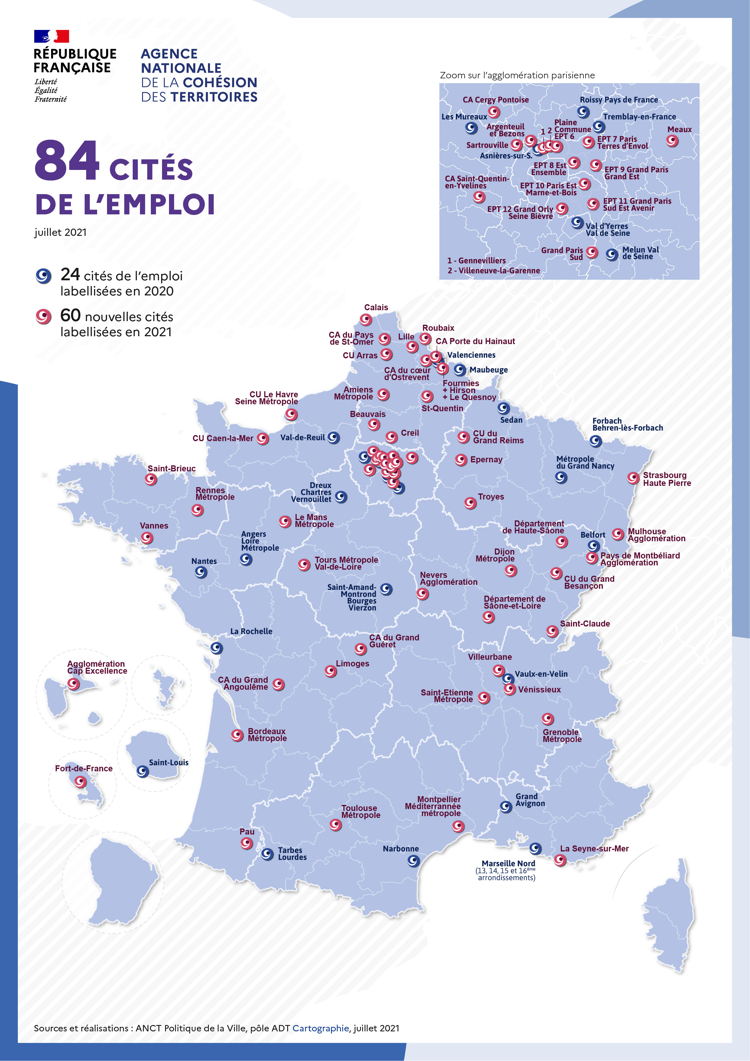 Carte cités de l'emploi