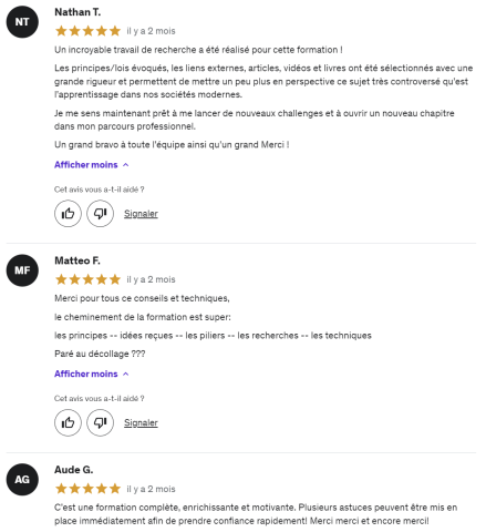 Avis sur la formation